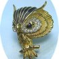 *Totally Charming Vintage Goldtone Jomaz Owl Dressed in Black Enamel and Rhinestones