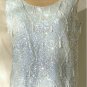 Light Blue Vintage Sequined Top: Wonderful Combination of Sequins, Beads, and Pearls