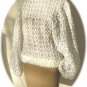 Vintage White Blouson Sequined Top:  Dolman Sleeves, Silver Seed Bead Design