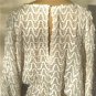 Vintage White Blouson Sequined Top:  Dolman Sleeves, Silver Seed Bead Design