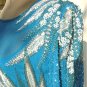 Striking Vint A. J. Bari Beaded/Sequined Dress, Aqua Silk Embroidered in Silver, White, & Turquoise
