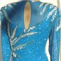 Striking Vint A. J. Bari Beaded/Sequined Dress, Aqua Silk Embroidered in Silver, White, & Turquoise
