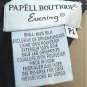 Papell Boutique Evening Black Silk Dress, Beaded Top, Flippy Skirt, Size P2