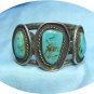 *Turquoise and Sterling Silver "Old Pawn" Bracelet, Signed JT, Great Piece!