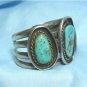 *Turquoise and Sterling Silver "Old Pawn" Bracelet, Signed JT, Great Piece!