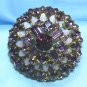 *Stunning Dome-shaped Vintage Brooch: Shades of Purple in Mixed RS Shapes, Elegant Design