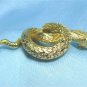 *Vintage Curled Goldtoned Snake with Green RS Eyes Brooch/Pin: Beautifully Detailed Finish