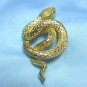 *Vintage Curled Goldtoned Snake with Green RS Eyes Brooch/Pin: Beautifully Detailed Finish