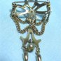 *Dainty Vintage Goldtoned Brooch/Pin: Bowknot with Faux Pearls and Delicate Drop Design