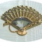 *Dainty Vintage Brooch/Pin, Swarovski Fan Set with Tiny Stones + Faceted Focal Stone