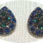 *Vintage Weiss Teardrop-shaped Clipon Earrings: Rich Blue/Turquoise/Green Colors