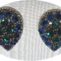 *Vintage Weiss Teardrop-shaped Clipon Earrings: Rich Blue/Turquoise/Green Colors