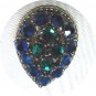 *Vintage Weiss Teardrop-shaped Clipon Earrings: Rich Blue/Turquoise/Green Colors