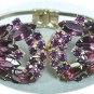 *Spectacular Clamper Bracelet & ER Set Done in Lavish Purple Rhinestones, Super Set!