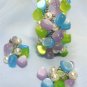 *Fun Set in Cool Colors: Expansion Bracelet/Earrings w/ Faux Pearls/Moonglow Lucite Beads