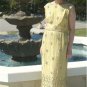 Vintage Malcolm Starr Formal Dress: Soft Yellow Heavily Encrusted Silver Beading, Stunning Gown