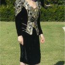 Shades of Dynasty!!  Black Velvet/Gold Brocade 2Pcs in Elegant Vintage Evening Suit: Cache, AJ Bari