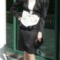 Drama in Black & White:  Vintage Peau de Soie Evening Suit, Great Waist Details, Rhinestone Accent