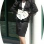 Drama in Black & White:  Vintage Peau de Soie Evening Suit, Great Waist Details, Rhinestone Accent