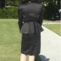 Drama in Black & White:  Vintage Peau de Soie Evening Suit, Great Waist Details, Rhinestone Accent