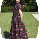 1940's Emma Domb Hot Pink/Black Taffeta Plaid 2Pc Evening Gown: Vintage Style, Classic Beauty