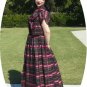 1940's Emma Domb Hot Pink/Black Taffeta Plaid 2Pc Evening Gown: Vintage Style, Classic Beauty