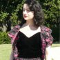1940's Emma Domb Hot Pink/Black Taffeta Plaid 2Pc Evening Gown: Vintage Style, Classic Beauty