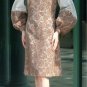 Stunning Travilla 60's Sz 8 Vintage Dress:  Silver Silk and Heavy Mocha Lace, Fabulous Sleeves
