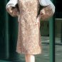 Stunning Travilla 60's Sz 8 Vintage Dress:  Silver Silk and Heavy Mocha Lace, Fabulous Sleeves