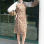 Stunning Travilla 60's Sz 8 Vintage Dress:  Silver Silk and Heavy Mocha Lace, Fabulous Sleeves
