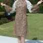 Stunning Travilla 60's Sz 8 Vintage Dress:  Silver Silk and Heavy Mocha Lace, Fabulous Sleeves