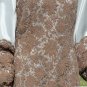Stunning Travilla 60's Sz 8 Vintage Dress:  Silver Silk and Heavy Mocha Lace, Fabulous Sleeves