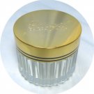 Vintage Giorgio Powder Jar: Gold Tone Lid with Black Side Striping, Clear Glass Base