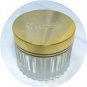 Vintage Giorgio Powder Jar: Gold Tone Lid with Black Side Striping, Clear Glass Base