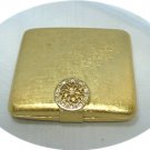 Vintage Brushed Gold Tone Avon Powder Compact w/Rhinestone Circle Clasp, Lovely Piece