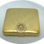 Vintage Brushed Gold Tone Avon Powder Compact w/Rhinestone Circle Clasp, Lovely Piece