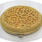 Vintage Viviane Woodard Gold Tone Filigree Effect Pressed Powder Compact, Lovely Piece