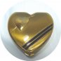 Vintage Heart-shaped Hingeco Gold Tone Compact: Black Enamel Trim, Unused