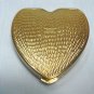Vintage Heart-shaped Hingeco Gold Tone Compact: Black Enamel Trim, Unused