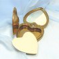 Vintage Heart-shaped Hingeco Gold Tone Compact: Black Enamel Trim, Unused