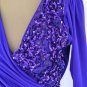 Knockout Design! Stunning Color! Tadashi Shoji Royal Purple Draped Dress w/Sequin Accent