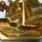 *Tiny Damascene Sailing Ship in Full Sail, Cute Vintage Brooch from Spain