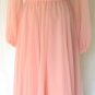 Scrumptuous Vintage Jack Bryan Coral Chiffon Long Dress w/Silver & Crystal Sequins/Beading