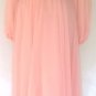 Scrumptuous Vintage Jack Bryan Coral Chiffon Long Dress w/Silver & Crystal Sequins/Beading