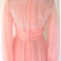 Scrumptuous Vintage Jack Bryan Coral Chiffon Long Dress w/Silver & Crystal Sequins/Beading