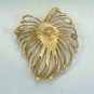 *Pretty Vintage Open Look Leaf Pin/Brooch: White Pearlized Finish w/Multi-colored RS Accent
