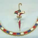 *Show Your Colors!  Red, White & Blue!  Cute Vintage Bracelet/ Parasol Pin for the 4th or Any Time!