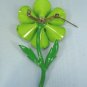 *Lime Cooler? Pink Polka Dots? Perky Vintage Metal Flower Pin/Brooch for Summer Fun