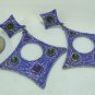 *Cool Look "Art" Vintage Clipon Earrings: Great Modern Diamond Shapes in Blue