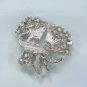 *Pretty Vintage Silvertoned Metal Floral Style Brooch/Pin, Bright Rhinestones